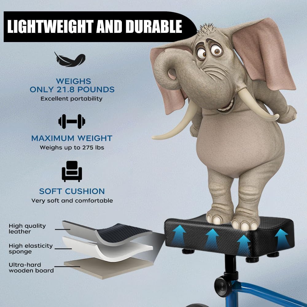 LCJ Knee Scooter Knee Walker for Adults, Foot Surgery Knee Roller with Braking


