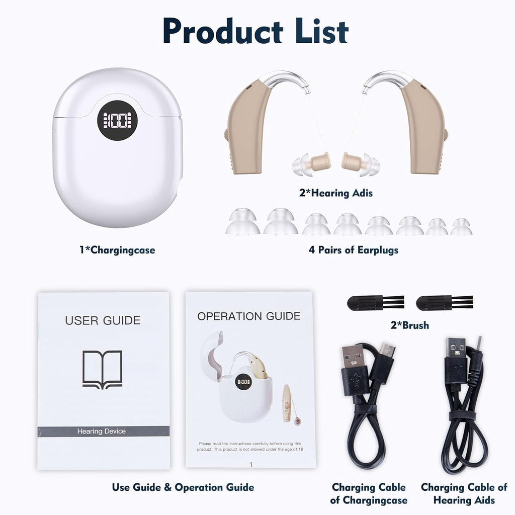 Rechargeable Hearing Aids for Seniors with Noise Reduction and Volume Control

