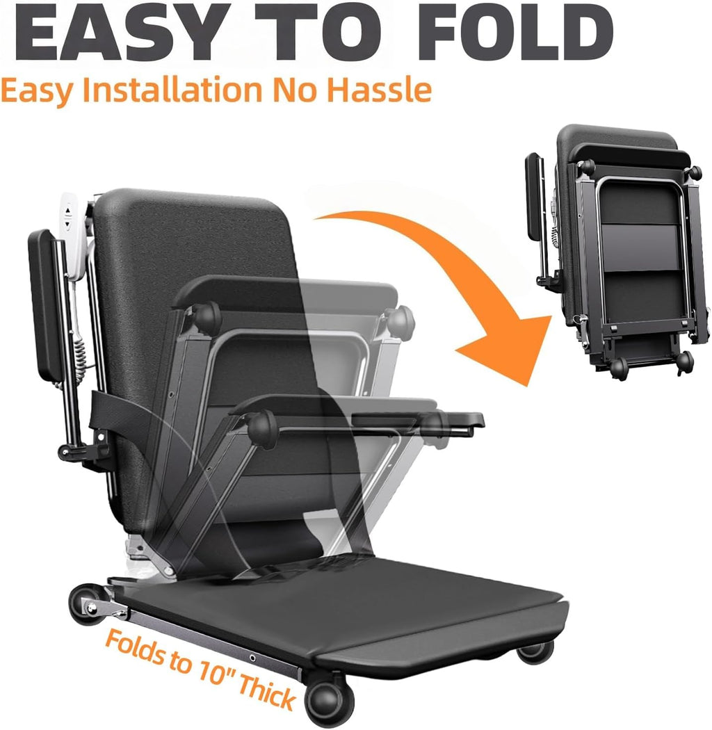 Electric Lift Chair with Floor-to-Stand Assistance, PU Cushion, Safety Rails and Belt


