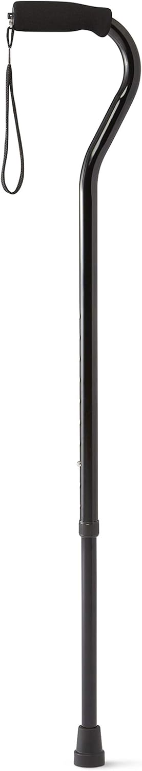 Medline Offset Handle Aluminum Cane with Foam Grip, Lightweight Mobility Support

