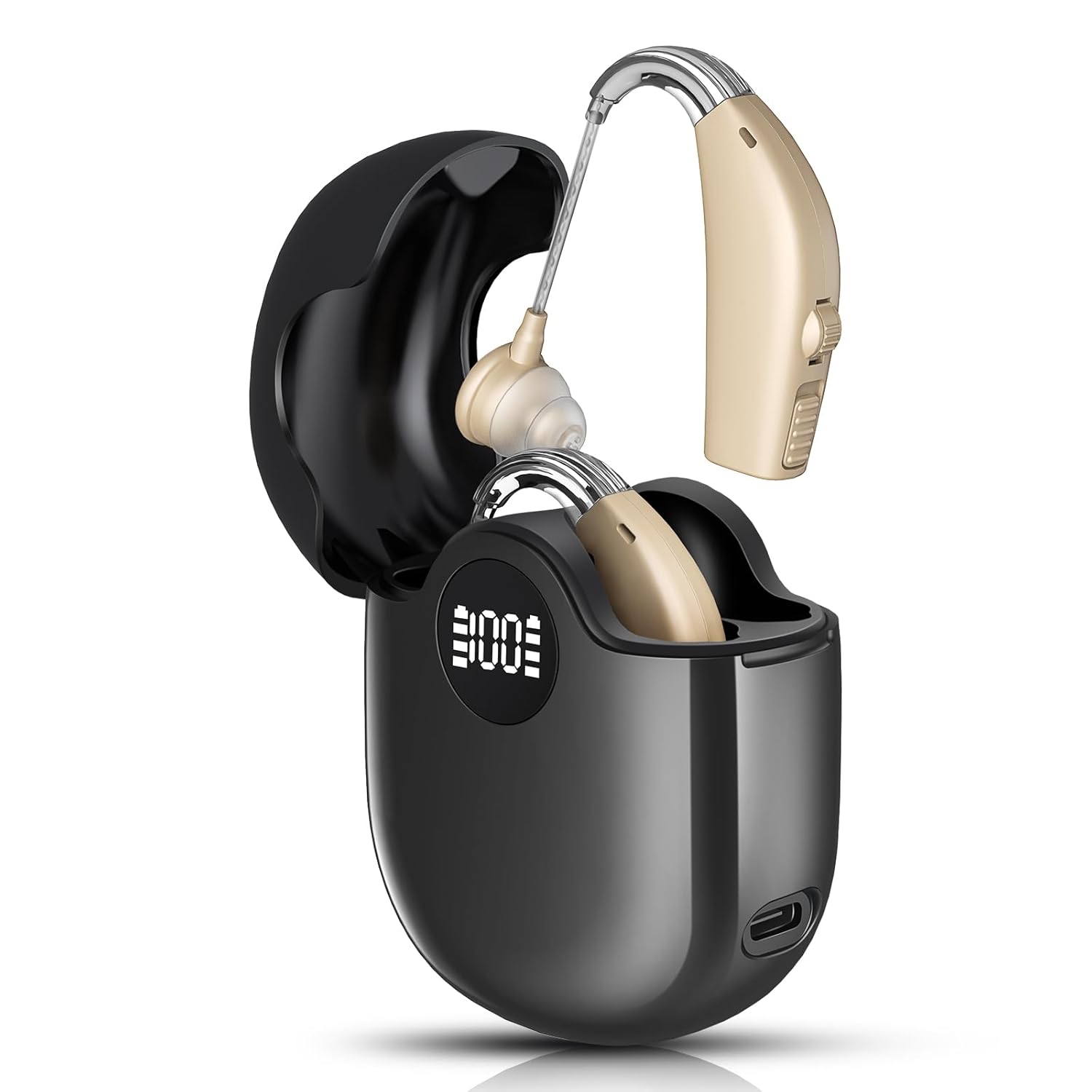 Rechargeable Hearing Aids for Seniors with Charging Case, Noise Reduction, Volume Control

