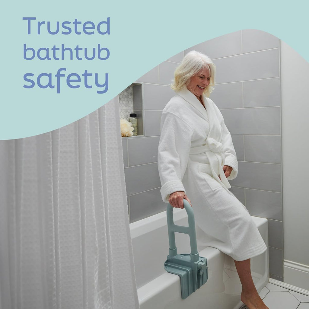Medline Microban Bathtub Grab Bar, Non-Slip Shower Wall Support Handle

