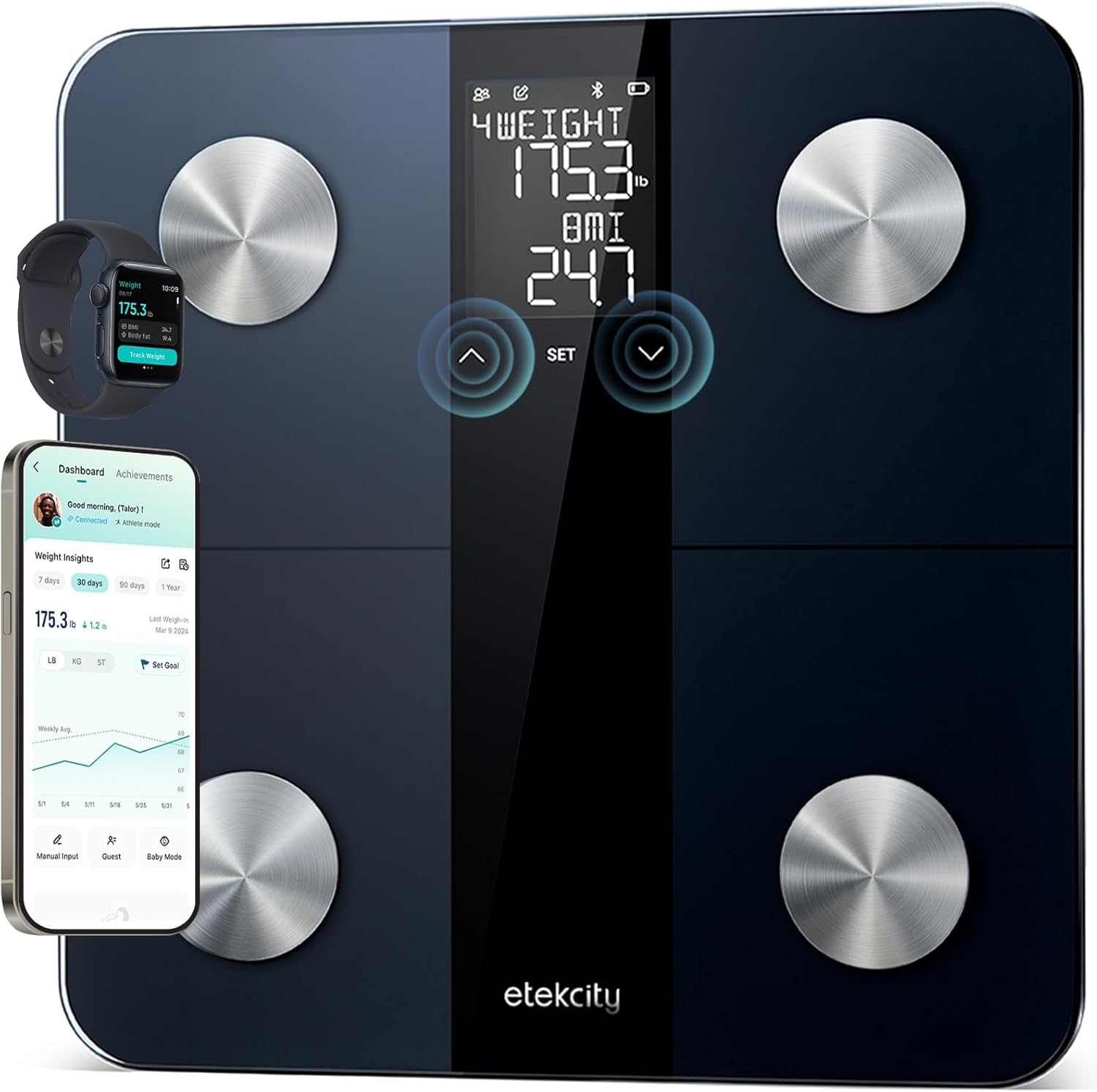 Etekcity Smart Body Weight Scale with BMI, Body Fat, Muscle Mass, 13 Metrics

