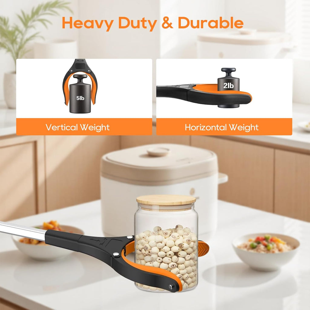 Heavy Duty Foldable Grabber Reacher Tool with 360° Rotating Jaw and Magnetic Tip

