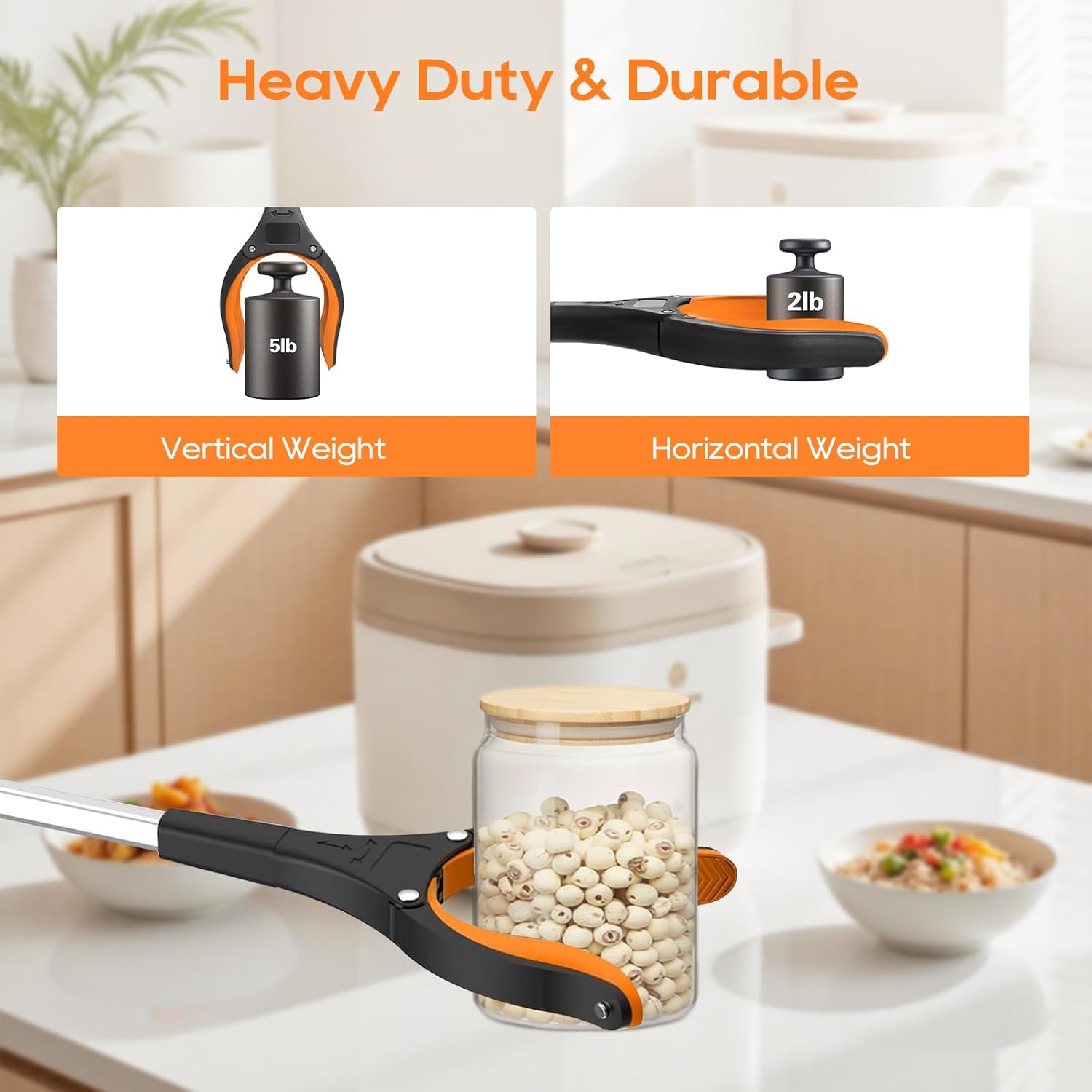Heavy Duty Foldable Grabber Reacher Tool with 360° Rotating Jaw and Magnetic Tip

