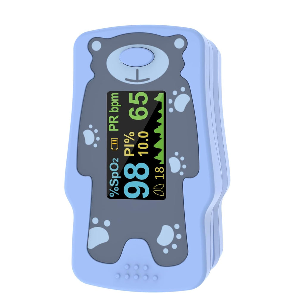 VOLUETH Kids Finger Pulse Oximeter OLED SpO2 Heart Rate Respiratory Rate

