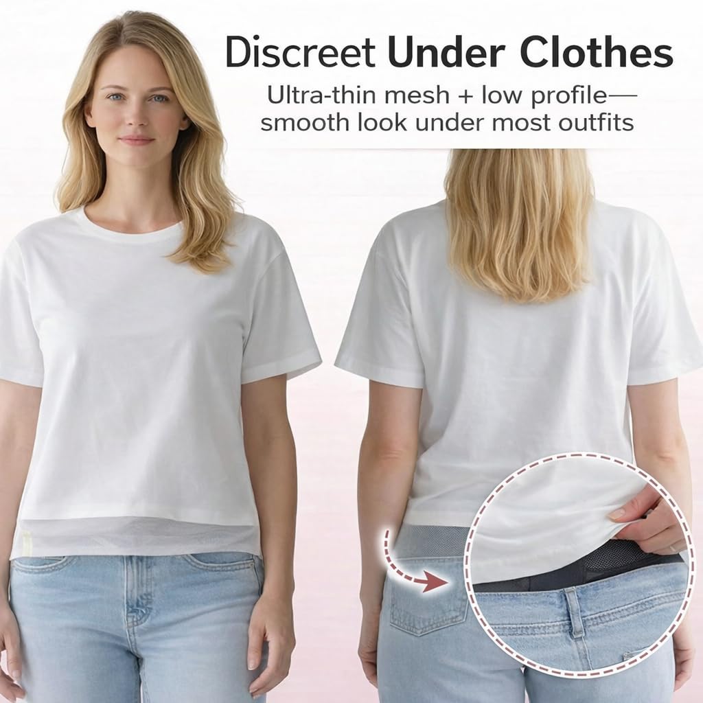 Ultra Breathable Thin Back Brace for Lower Back Pain, Adjustable Lumbar Support

