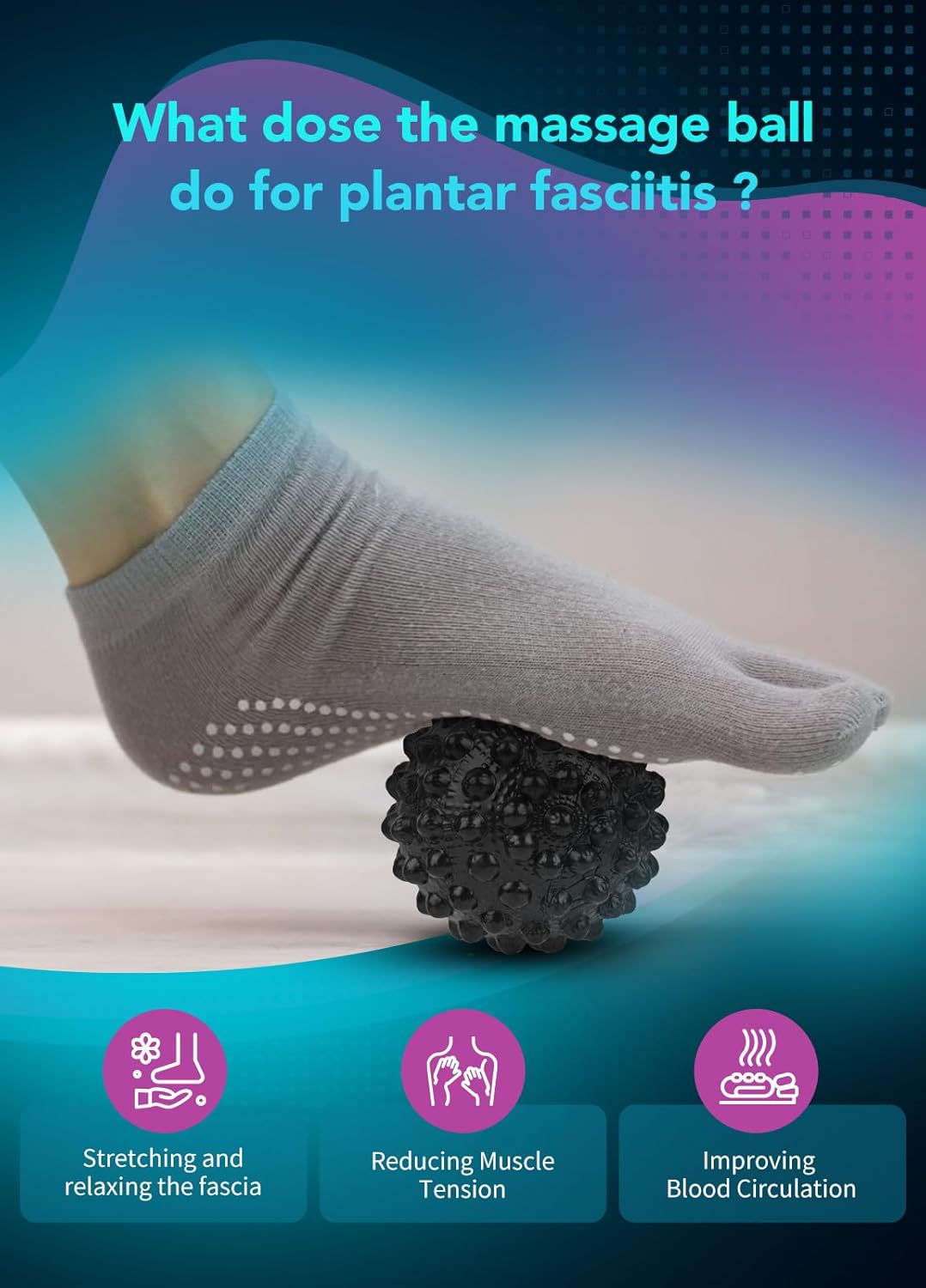 Plantar Fasciitis Night Splint with Massage Ball and Adjustable Straps

