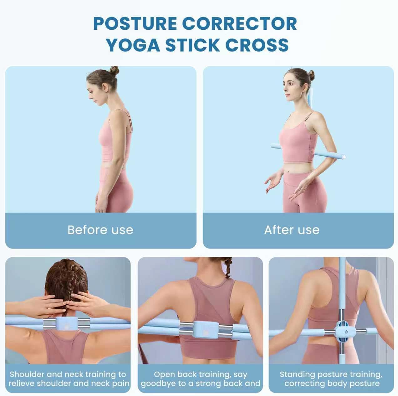 Posture Corrector Yoga Stick Back Cross Orthosis Stretching Rod Foam Stainless Steel

