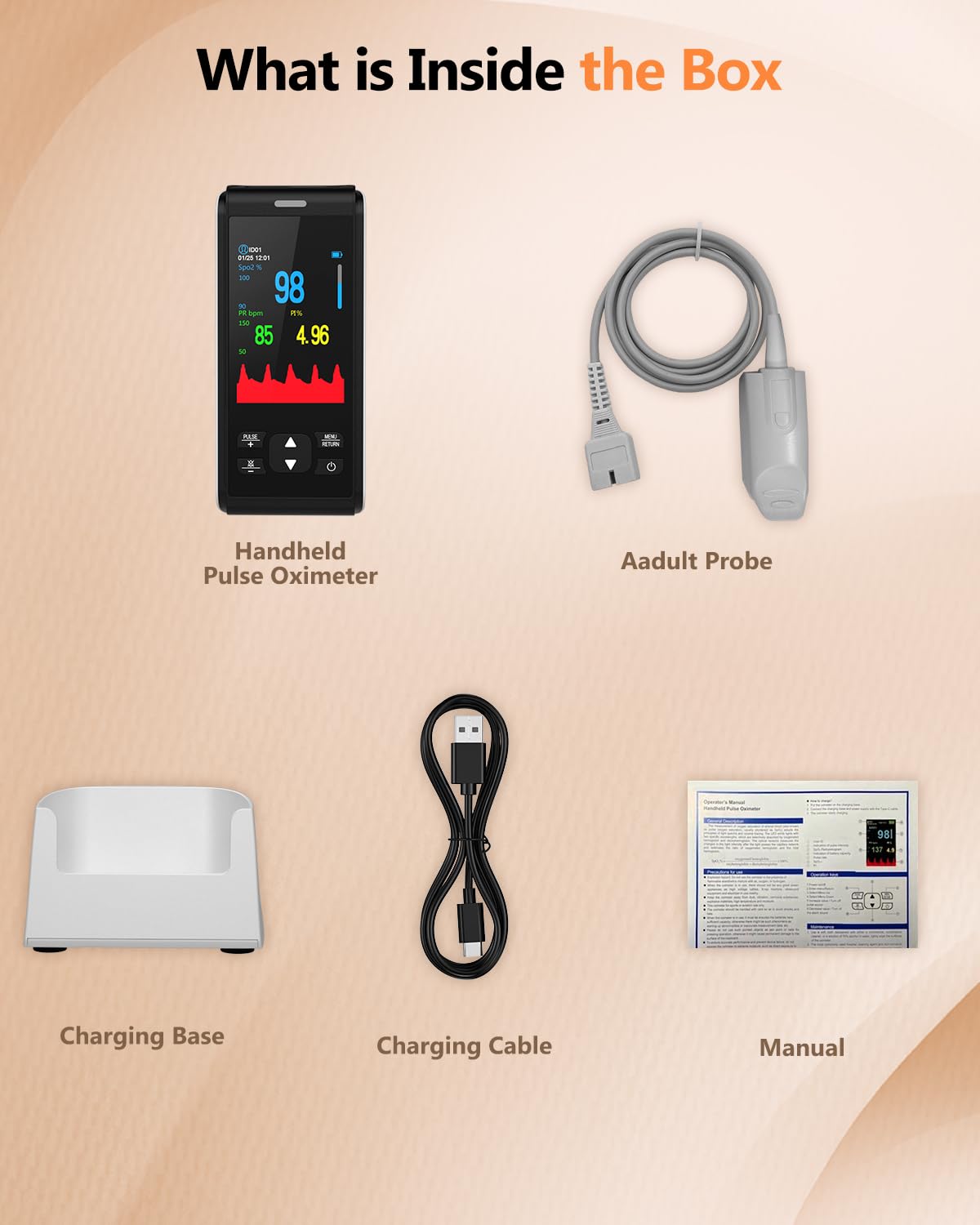 HealthTree Rechargeable Fingertip Pulse Oximeter with SpO2 and Pulse Rate Monitor

