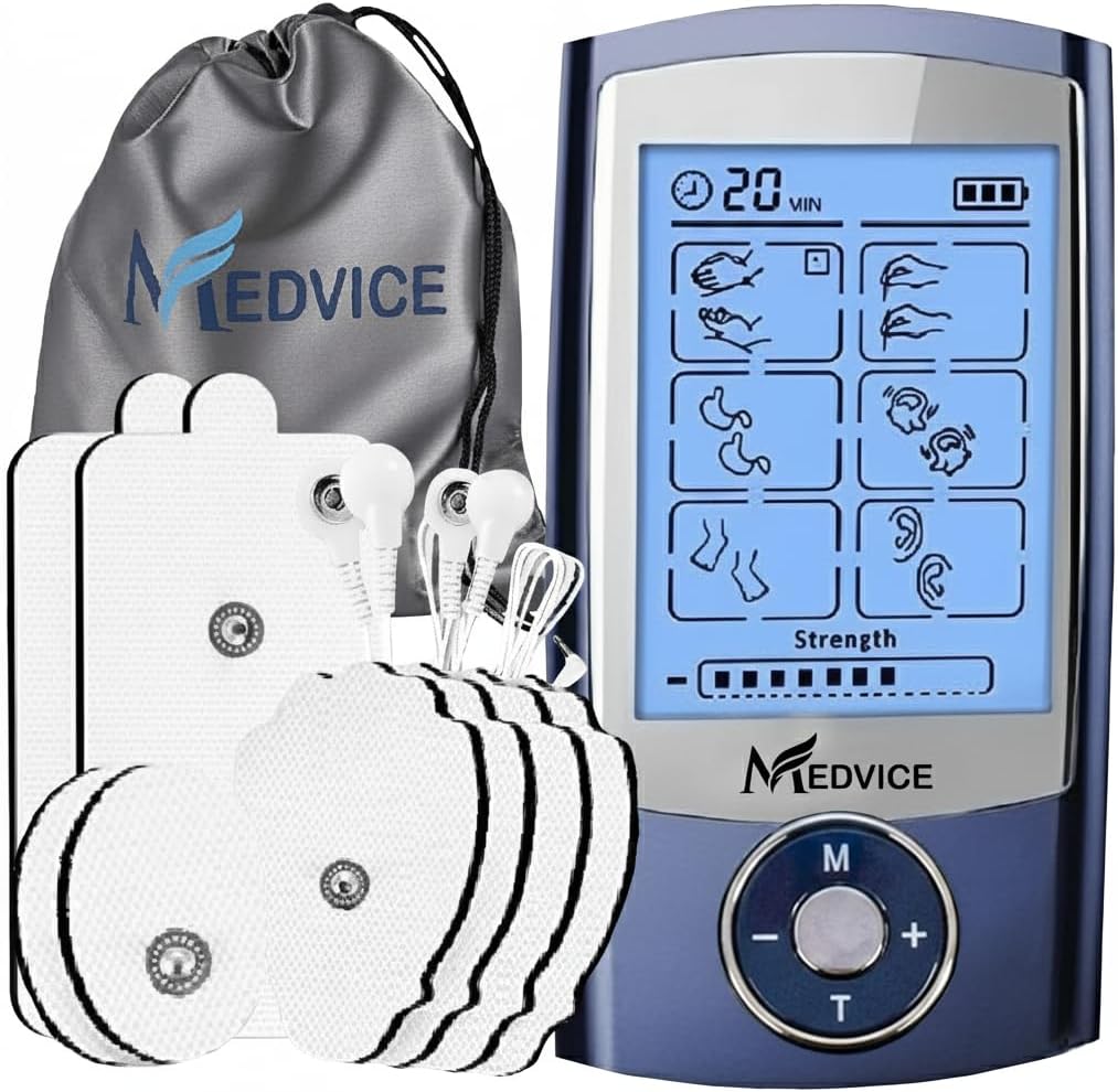 MEDVICE Dual Channel Rechargeable TENS Unit Muscle Stimulator Electric Massager

