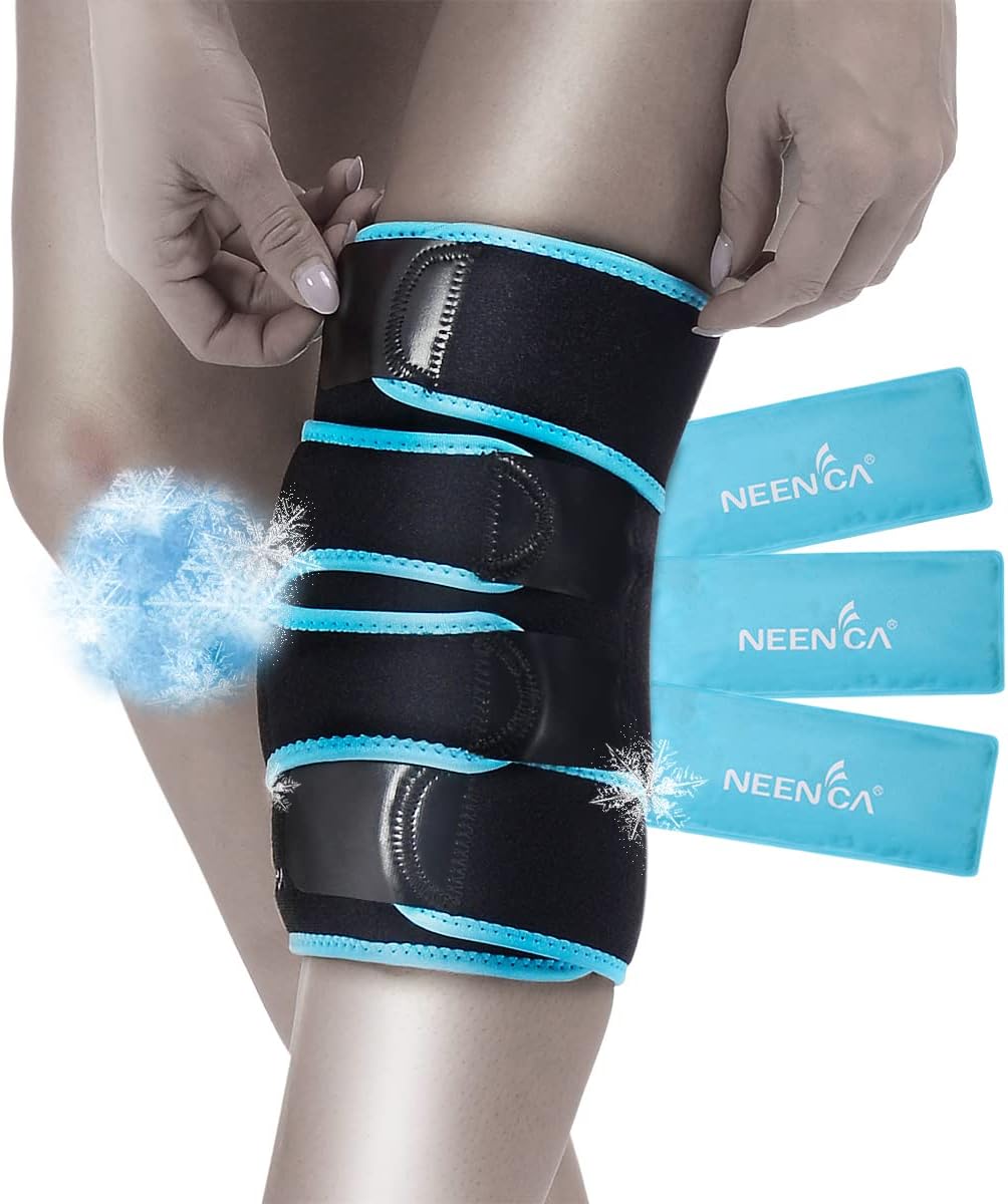 NEENCA Adjustable Knee Brace with Ice Pack Wrap and Reusable Gel Hot Cold Therapy

