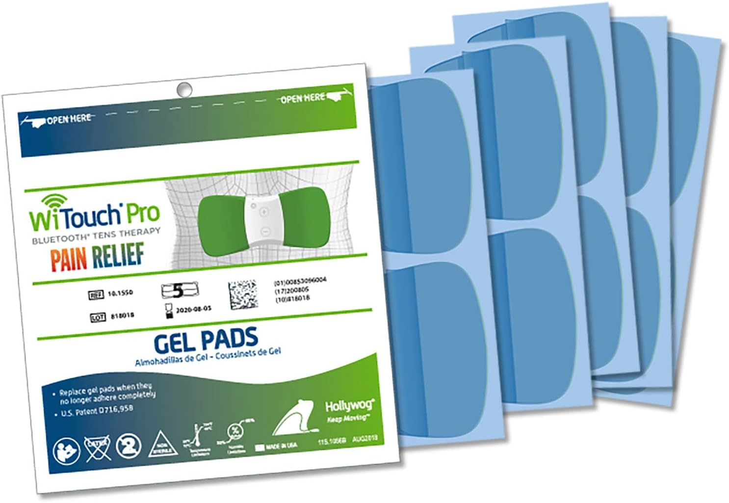 Hollywog TENS Replacement Electrode Pads for WiTouch Pro and Aleve Direct Therapy

