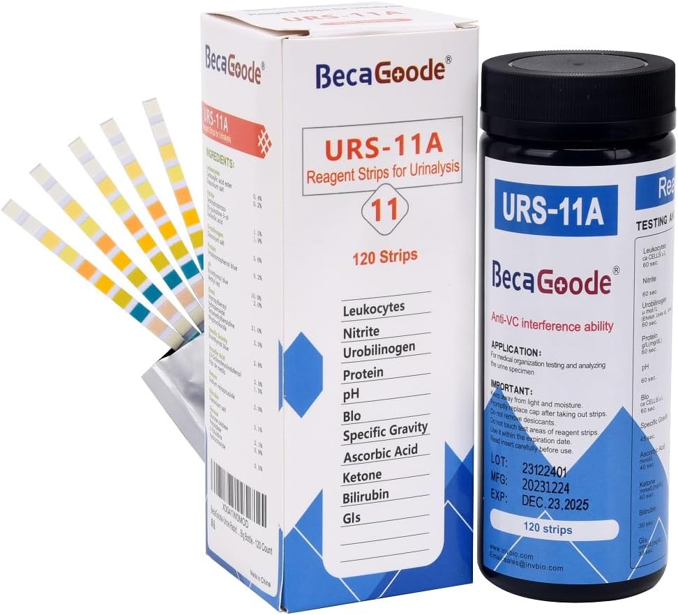 BecaGoode Urine Rapid Test Strips 11 Parameters UTI, Kidney, Liver & Gallbladder 120

