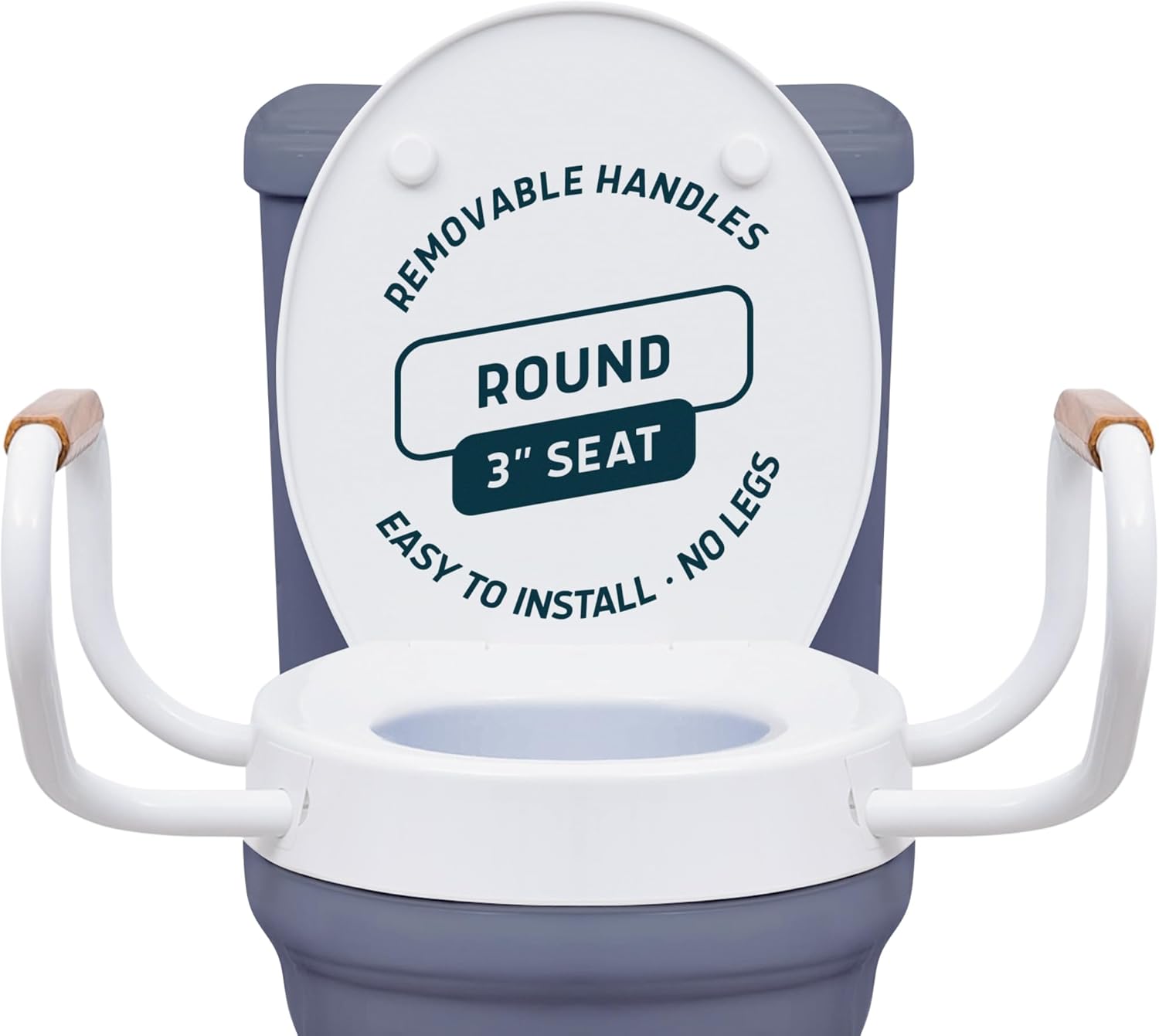 Lunderg Raised Toilet Seat Riser with Handles, Easy-Install Soft-Close Lid

