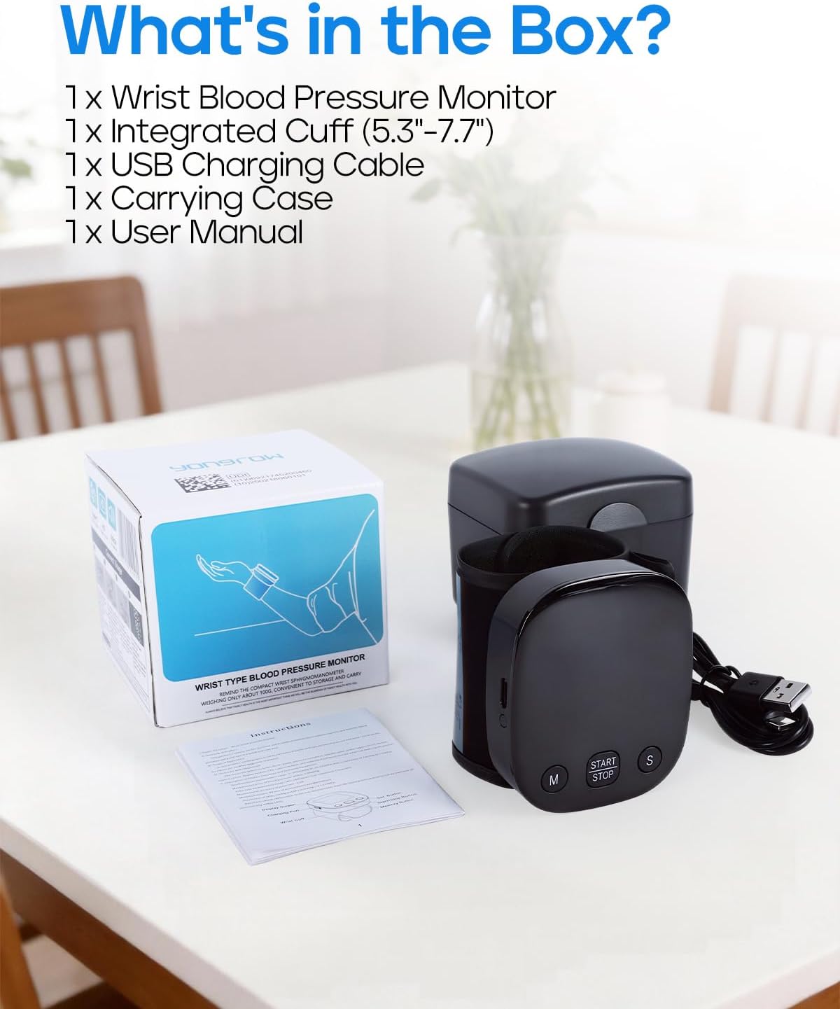 Automatic Wrist Blood Pressure Monitor with Voice Guidance and Dual User Memory


