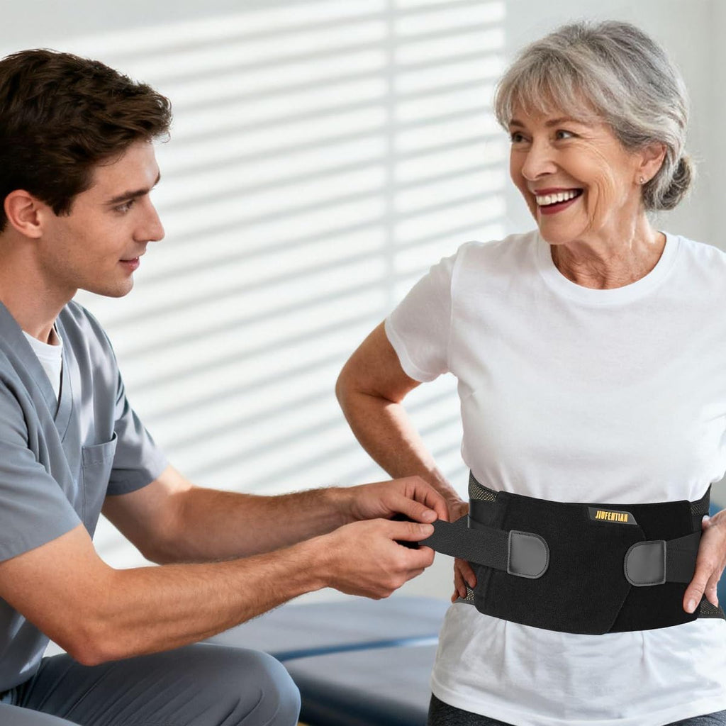 JIUFENTIAN Copper Lower Back Brace with Removable Dual Spine Rods & Therapy Pocket

