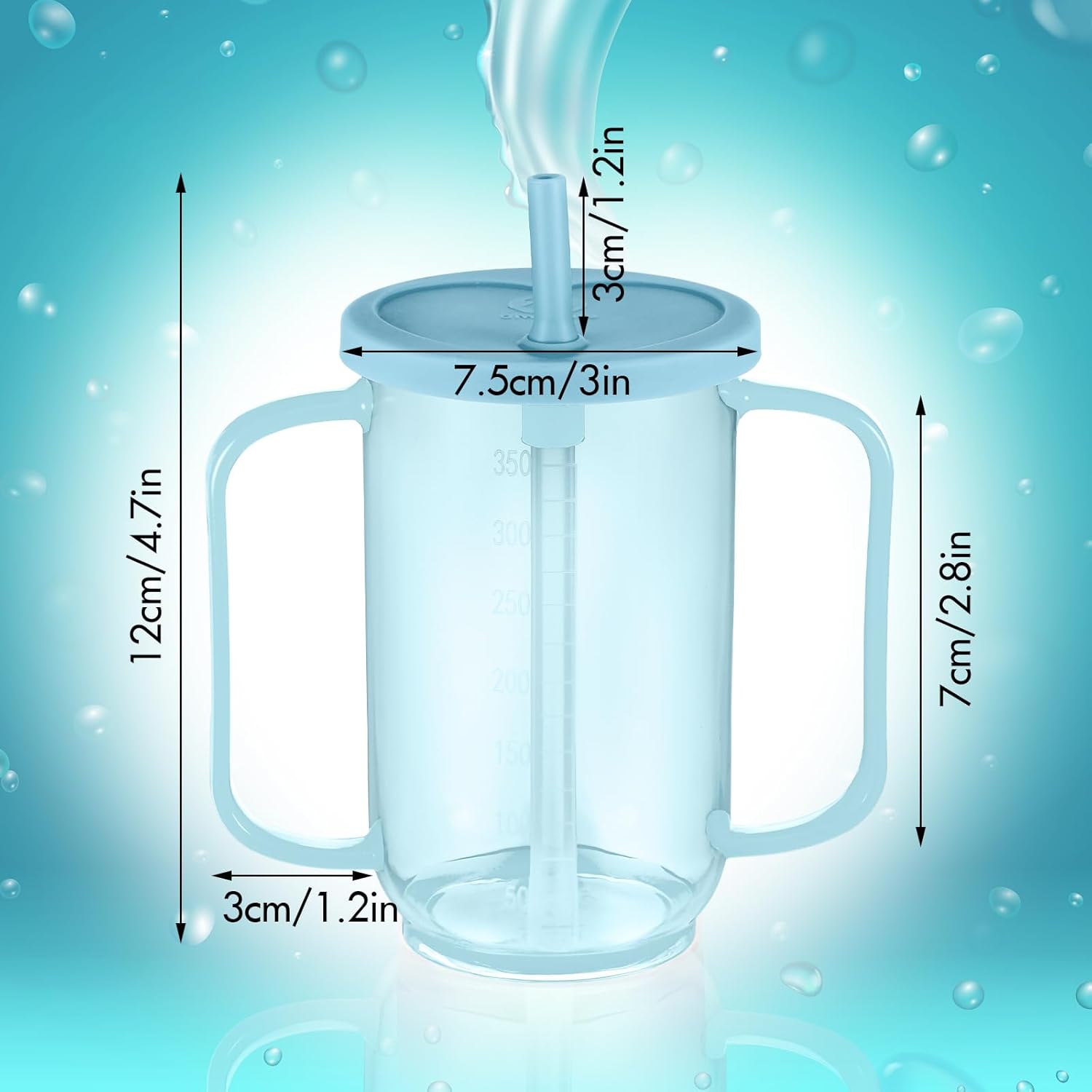 Sliner Adult Straw Sippy Cup with Handles, No-Spill, 12 oz for Dysphagia

