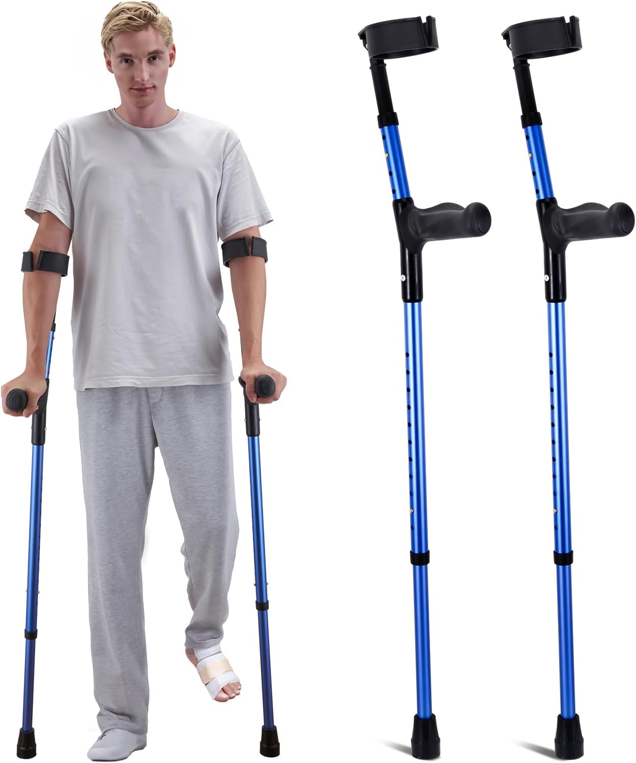 VEVOR Forearm Crutches for Adults, Height Adjustable Walking Crutches, 1 Pair


