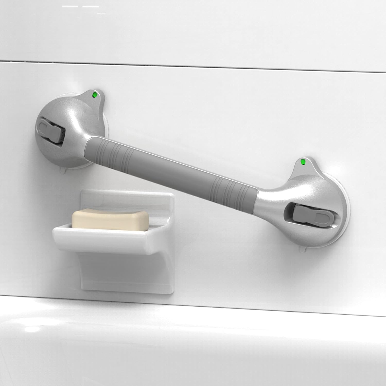 Suction Bath Grab Bar with Safety Indicators, Balance Assist Shower Handle

