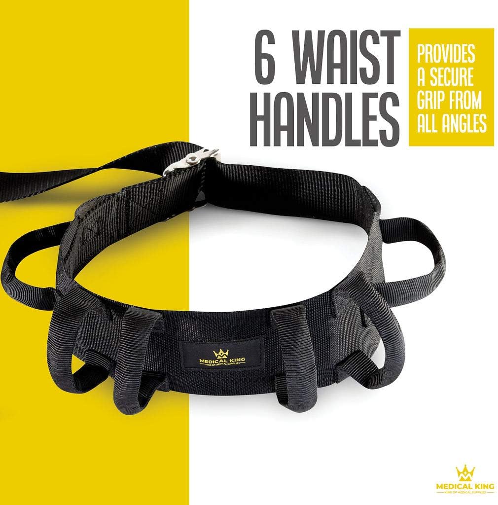 Medical King Gait Belt Transfer Belt with 6 Handles, Quick Buckle, Up to 500 lb

