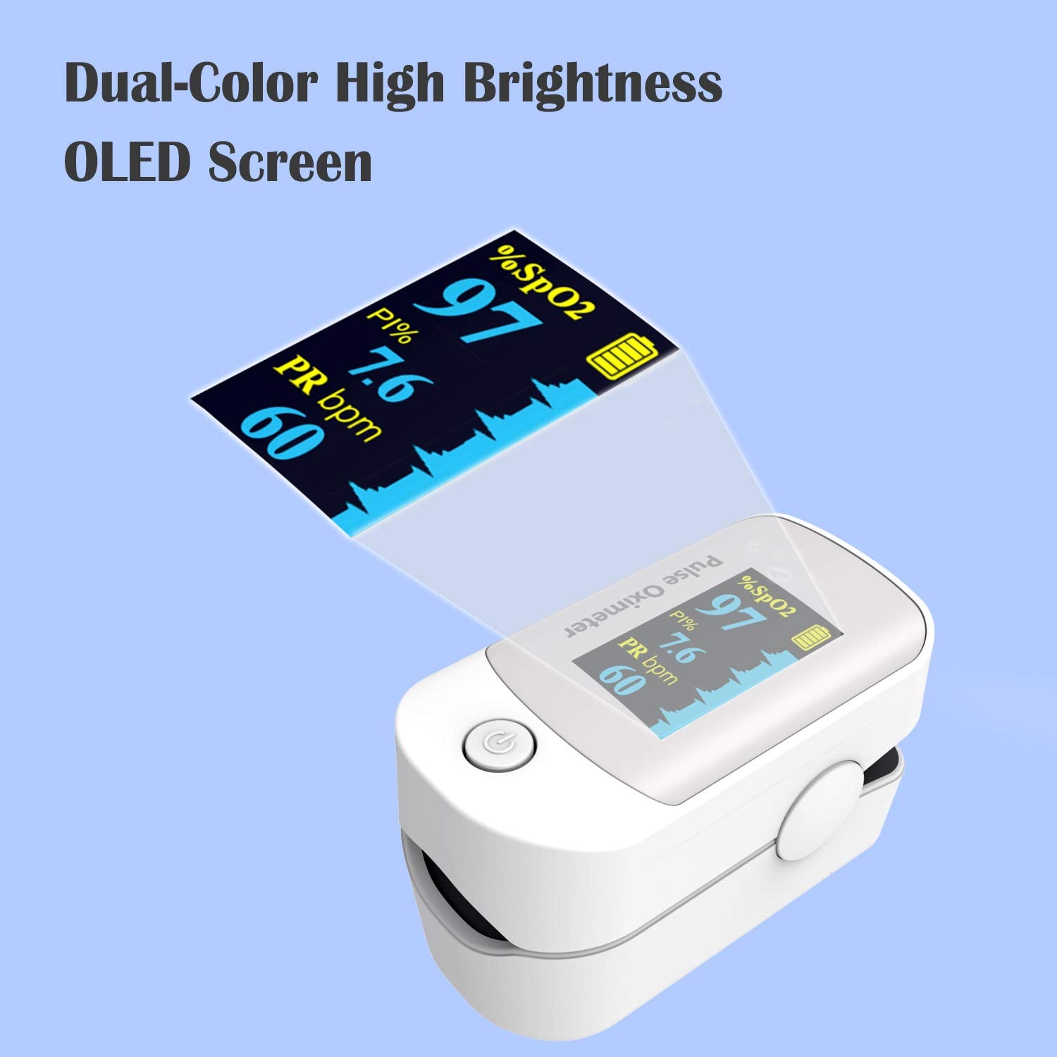 Pulse Oximeter with OLED Display, Fingertip SpO2 & Pulse Rate Monitor, Carrying Case

