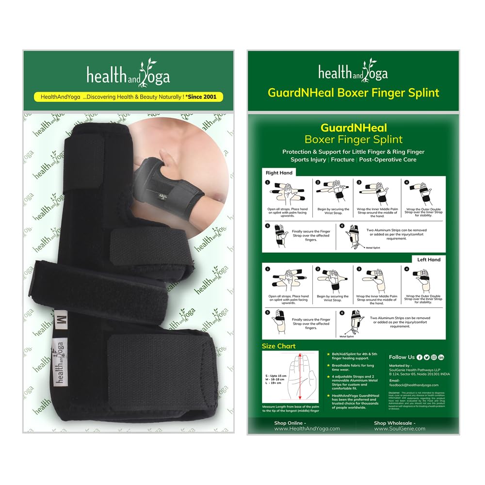 HealthAndYoga GuardNHeal Ulnar Gutter Boxer Splint for Pinky Finger Hand Brace

