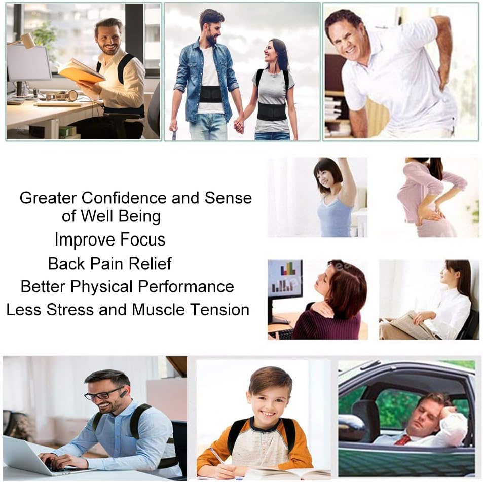 Thoracic Back Brace Posture Corrector with Magnetic Support, Adjustable Belt

