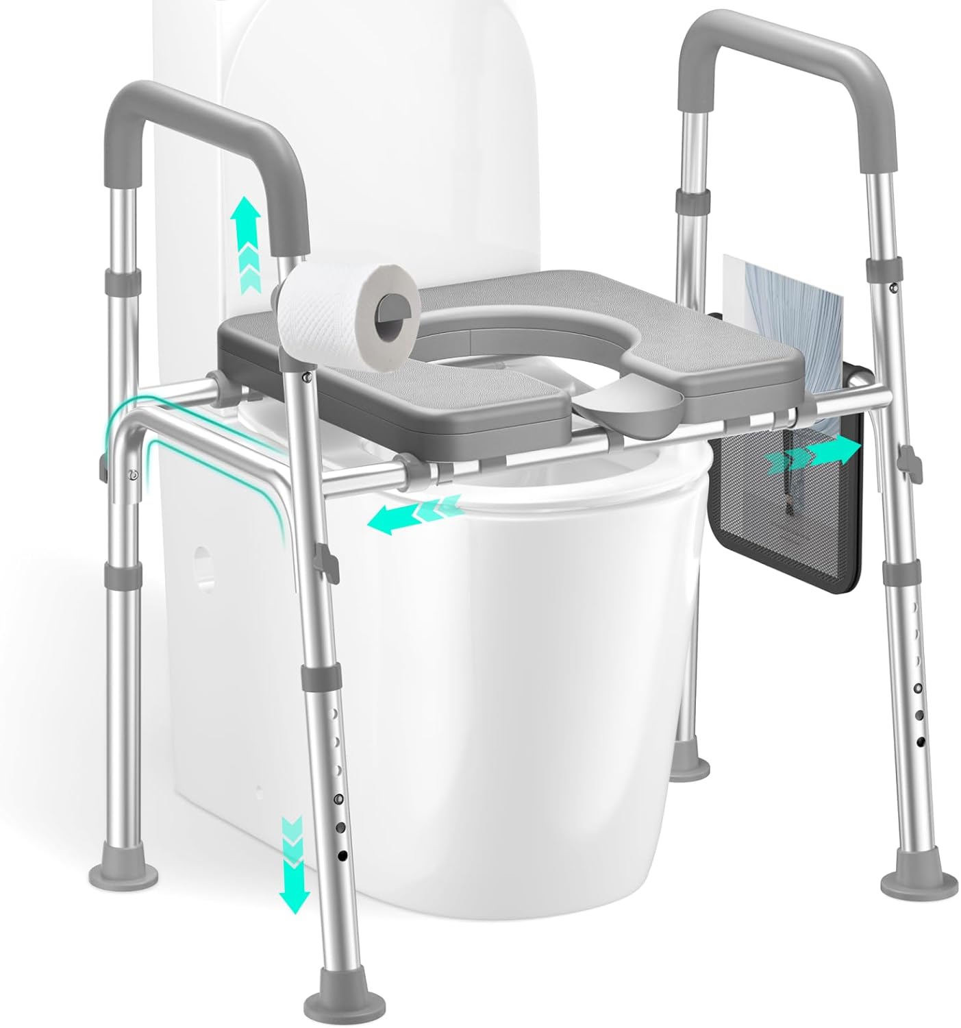 HOMEAL Raised Toilet Seat Riser with Handles, 450 lb Heavy-Duty Support

