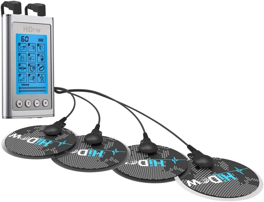 HiDow Dual Channel TENS EMS Unit Muscle Stimulator 12 Modes Electronic Pulse Massager

