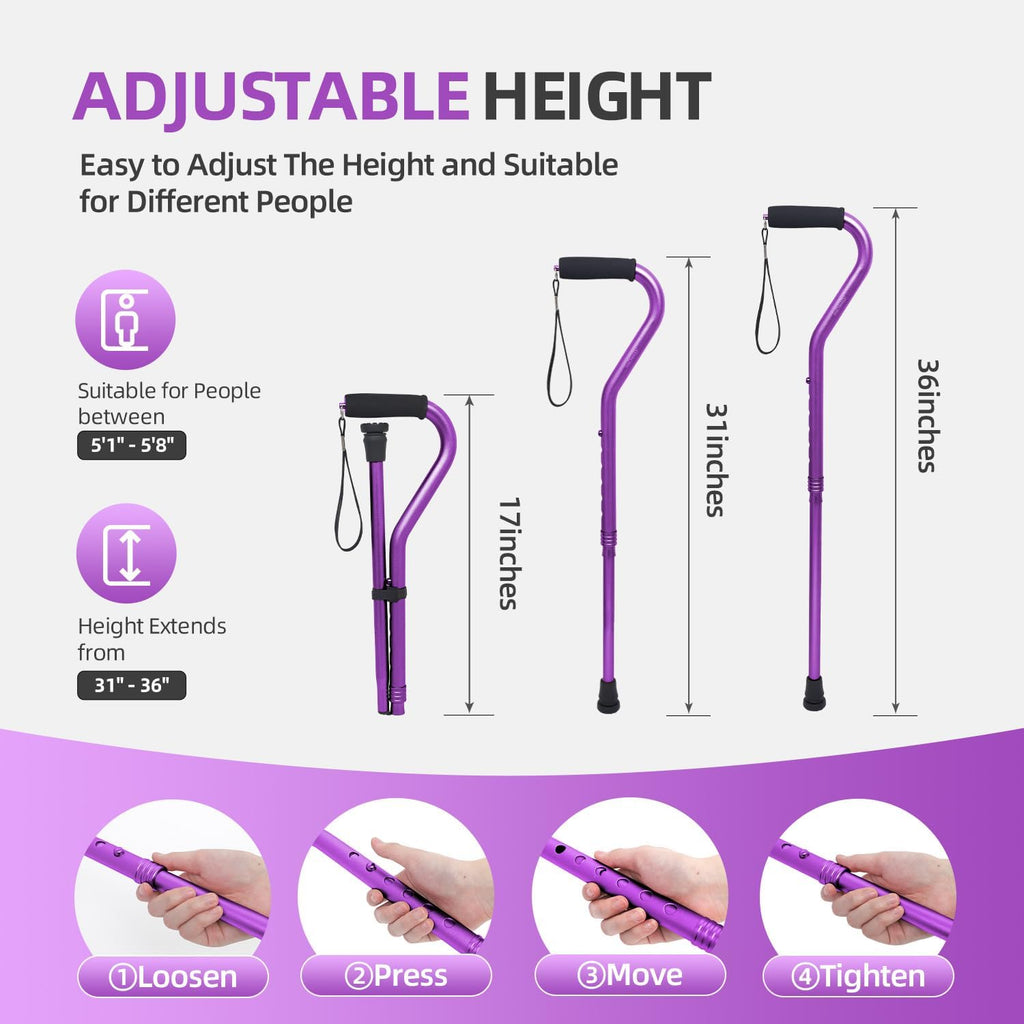 BeneCane Adjustable Walking Cane with Offset Cushioned Handle, Lightweight Mobility Aid


