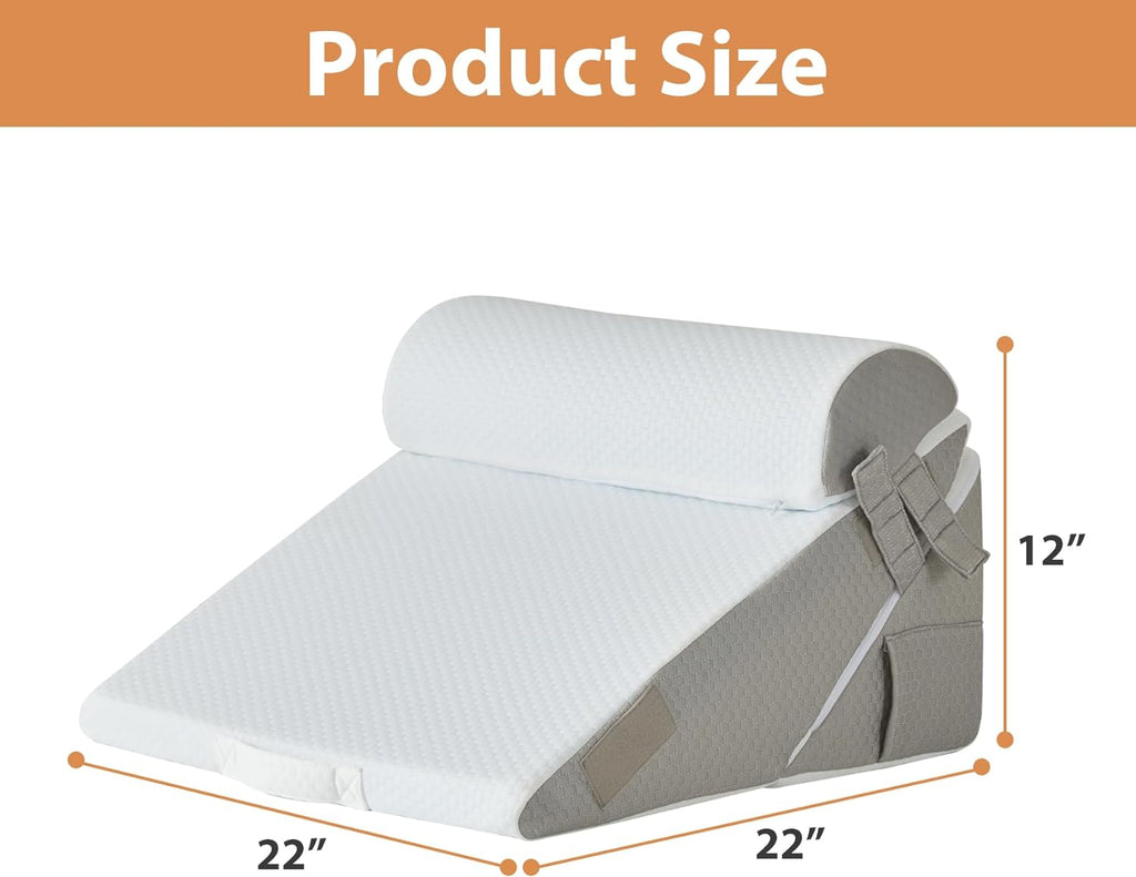 BIEEZZK Incline Bed Cushion Set for Acid Reflux, Neck and Back Memory Foam

