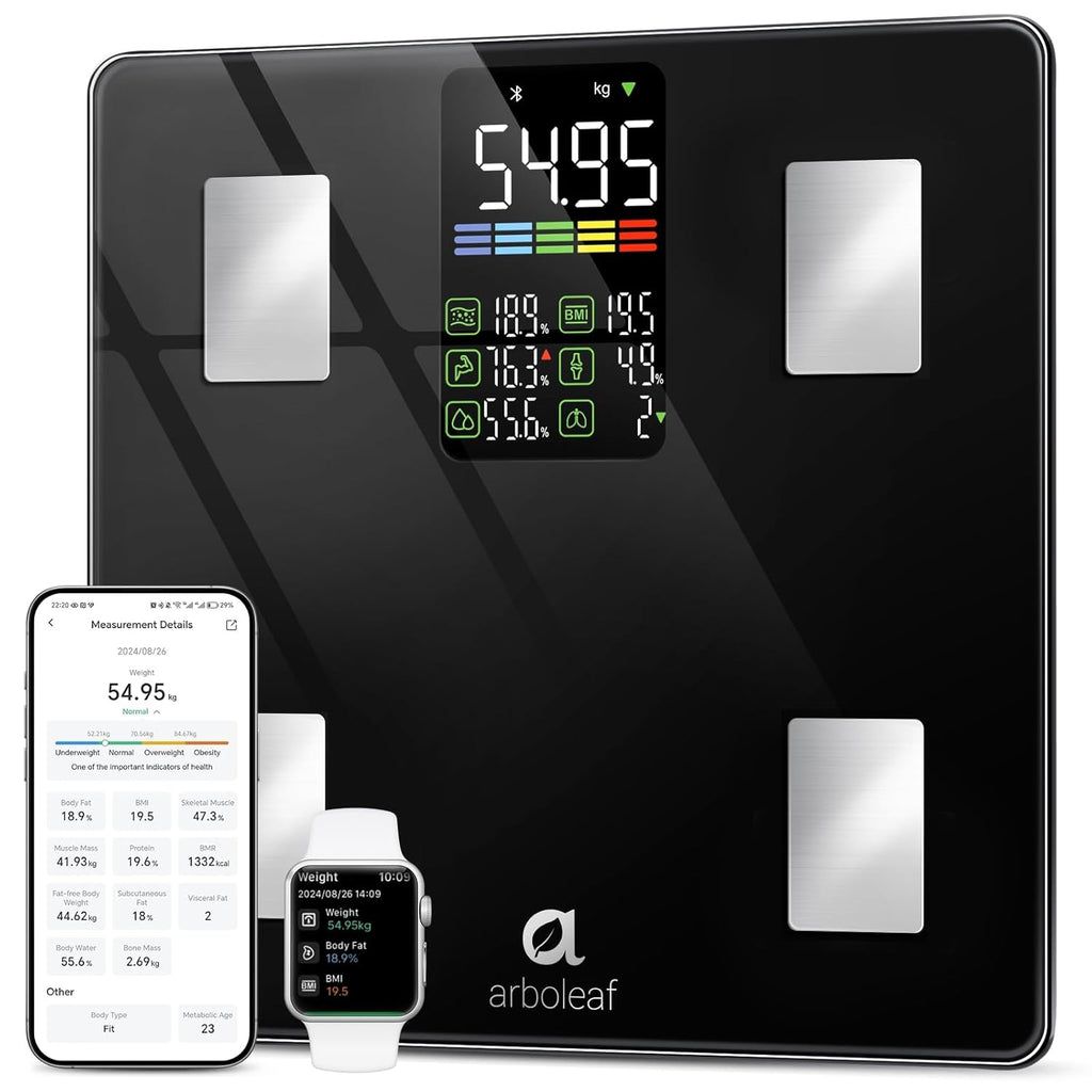 Arboleaf Smart Bathroom Scale with Body Fat, BMI, Muscle Mass and App Sync

