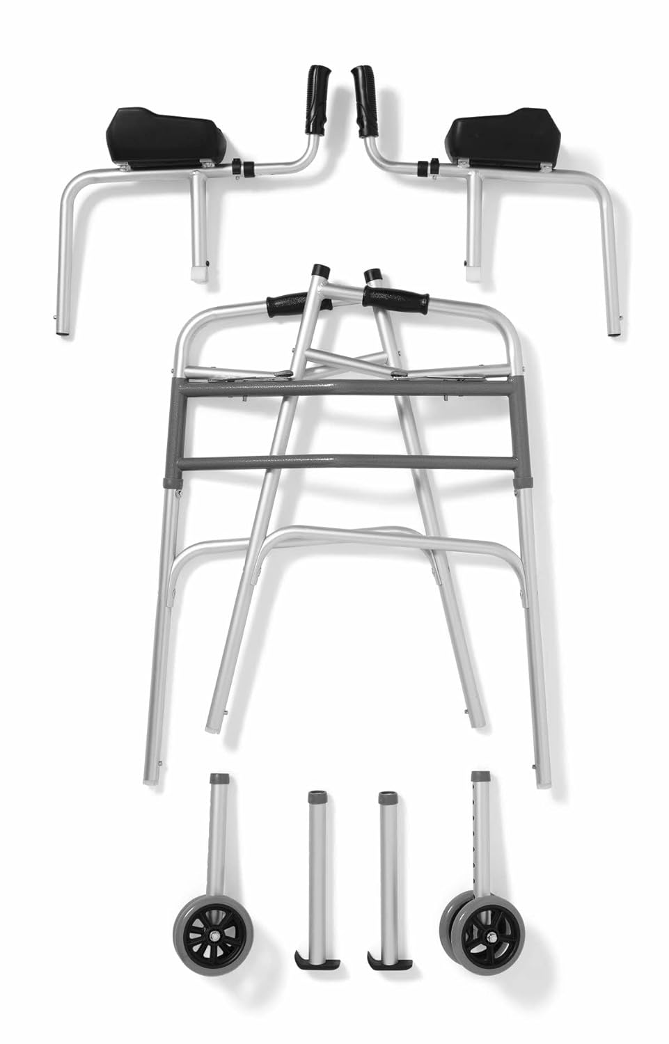 Medline Upright Walker with Armrests, Height Adjustable, Dual Wheels, 300 lb

