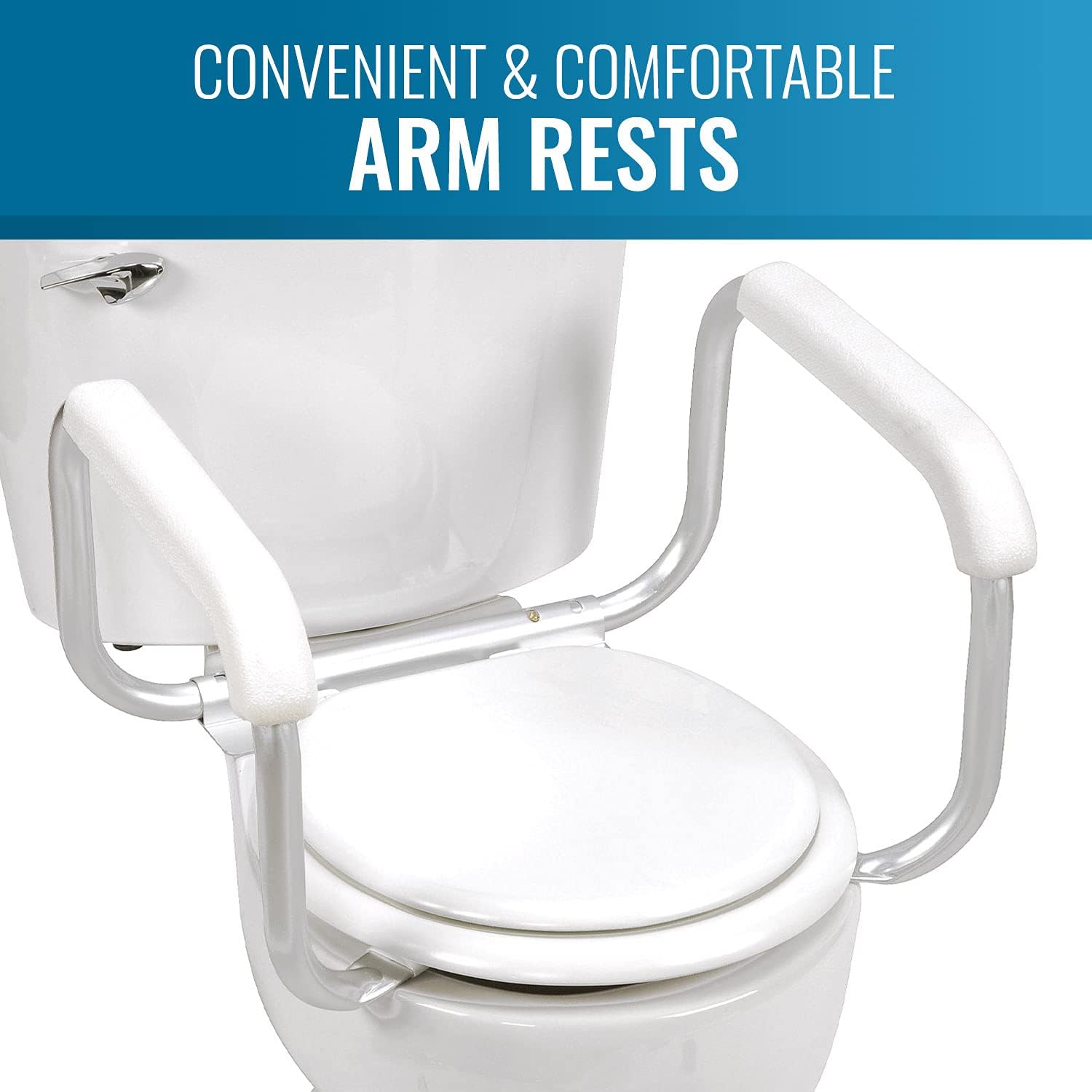 DMI Toilet Safety Rails Grab Handles with Aluminum Frame, Tool-Free Assembly


