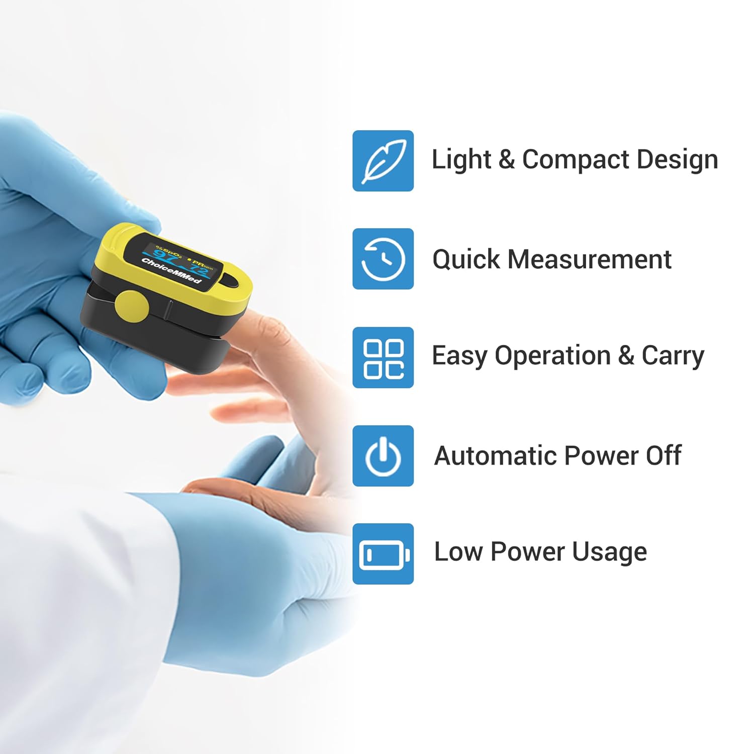 ChoiceMMed C20 Fingertip Pulse Oximeter with Large OLED Display, SPO2 Monitor

