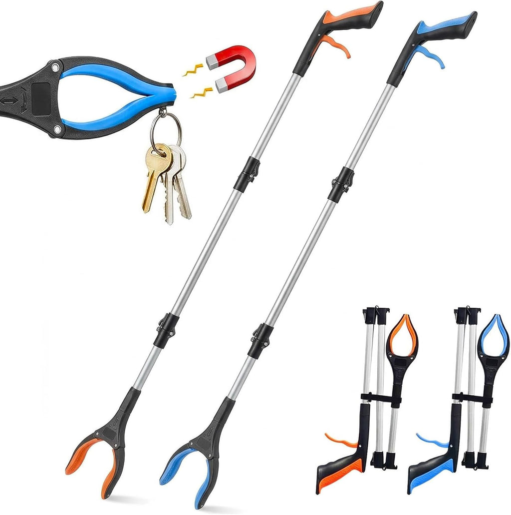 Heavy Duty Foldable Grabber Reacher Tool with 360° Rotating Jaw and Magnetic Tip

