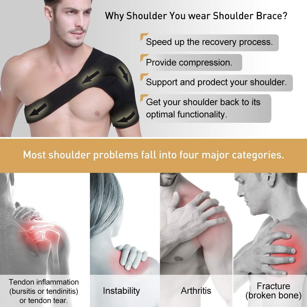 HUEGLO Shoulder Brace Stabilizer for Rotator Cuff Support, AC Joint Pain Relief

