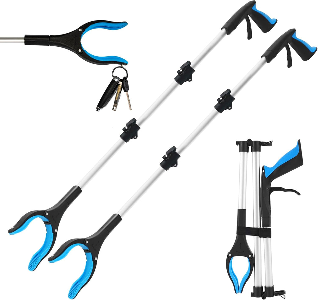 Foldable Grabber Reacher Tool for Seniors, 360 Rotating Jaw Pickup Stick with Magnet

