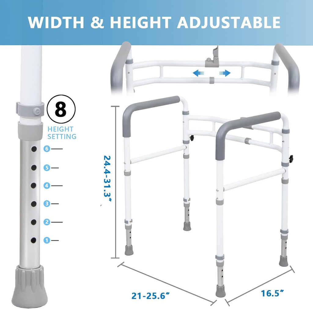 WeHwupe Toilet Safety Rail with Adjustable Grab Handles for Seniors Bathroom

