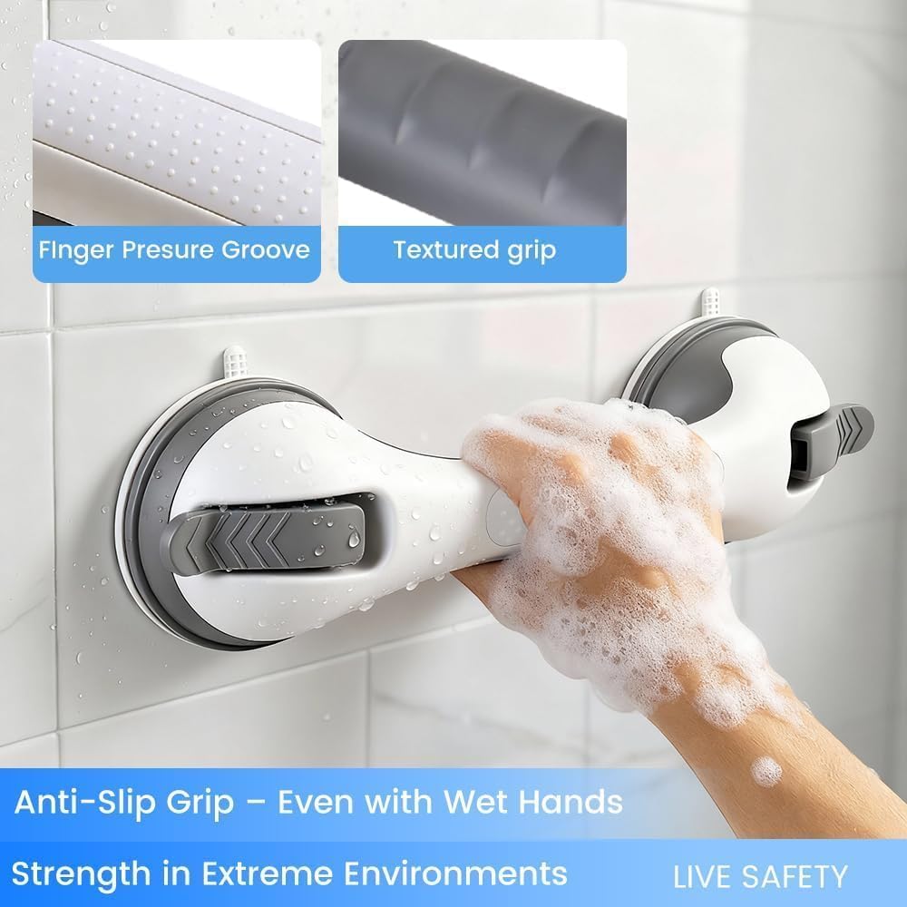 Quiheat Suction Shower Grab Bar for Bathtub, Wall Safety Handle, No Drilling

