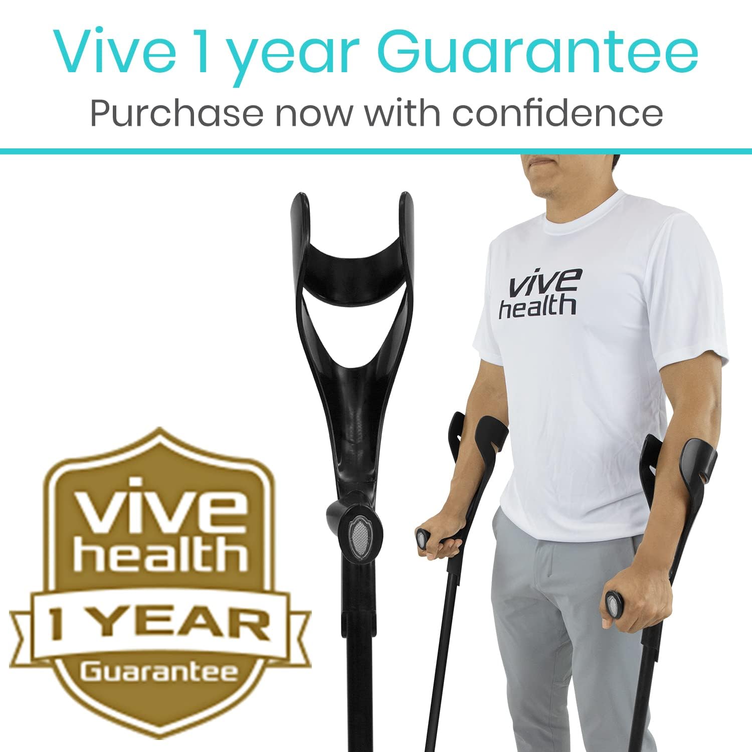 Vive Forearm Crutches Pair Adjustable Lightweight Ergonomic Arm Crutches

