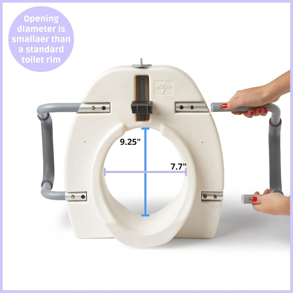 Medline 5-Inch Raised Locking Toilet Seat Riser with Removable Padded Arms

