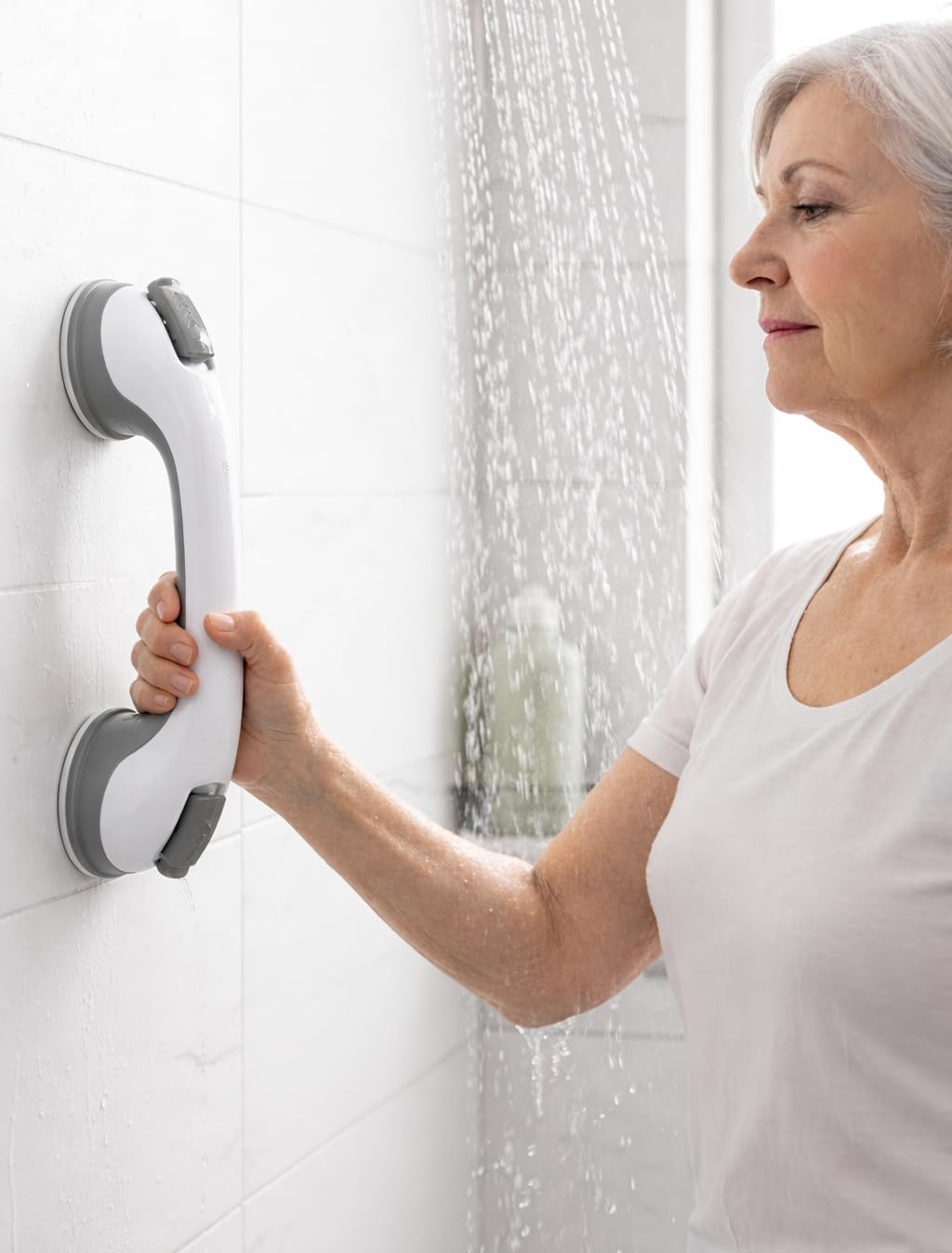 CIVJET Suction Grab Bar for Bathtub and Shower, Non-Drill Handle, 500 lb Hold

