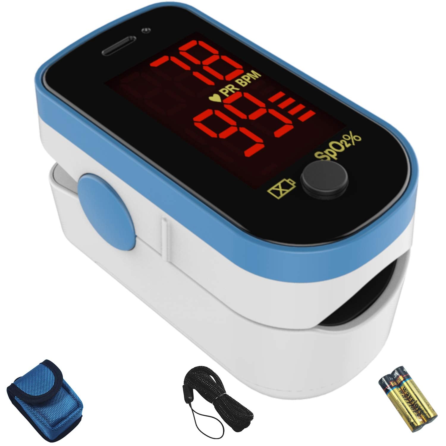 ChoiceMMed Finger Pulse Oximeter Oxygen Monitor with LED Display and Carry Pouch

