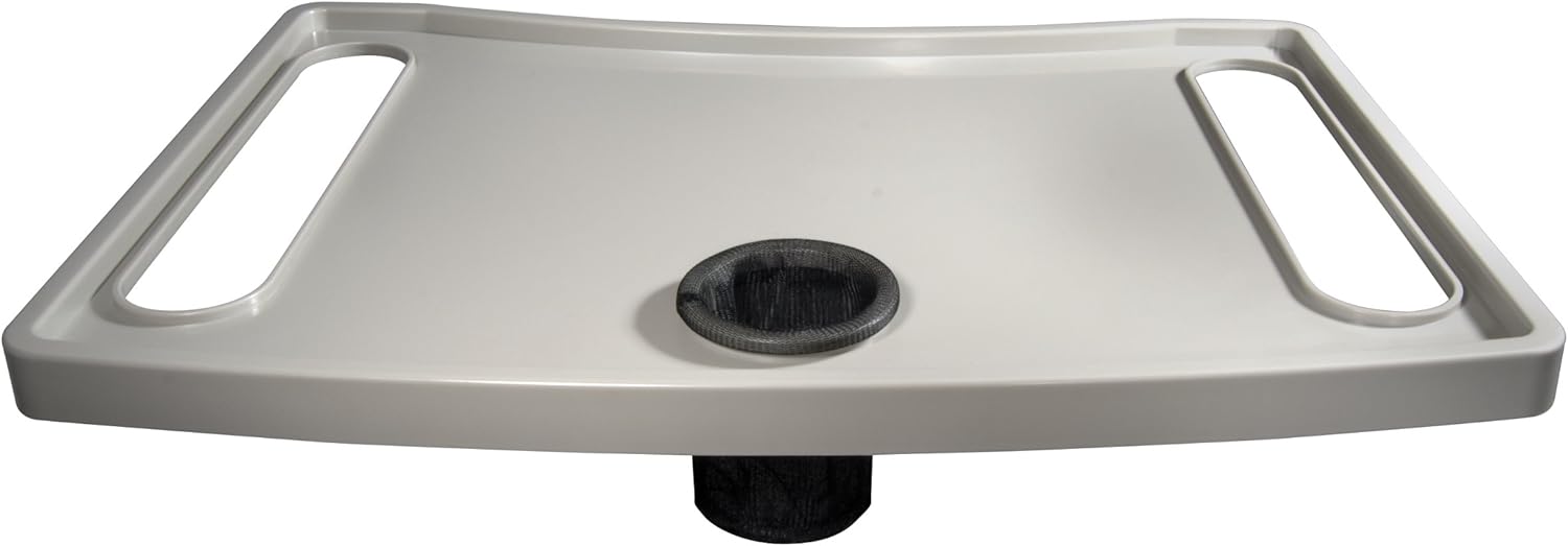 Drive Medical Walker Tray with Cup Holder, Fold-Down Table for Most Walkers, Gray

