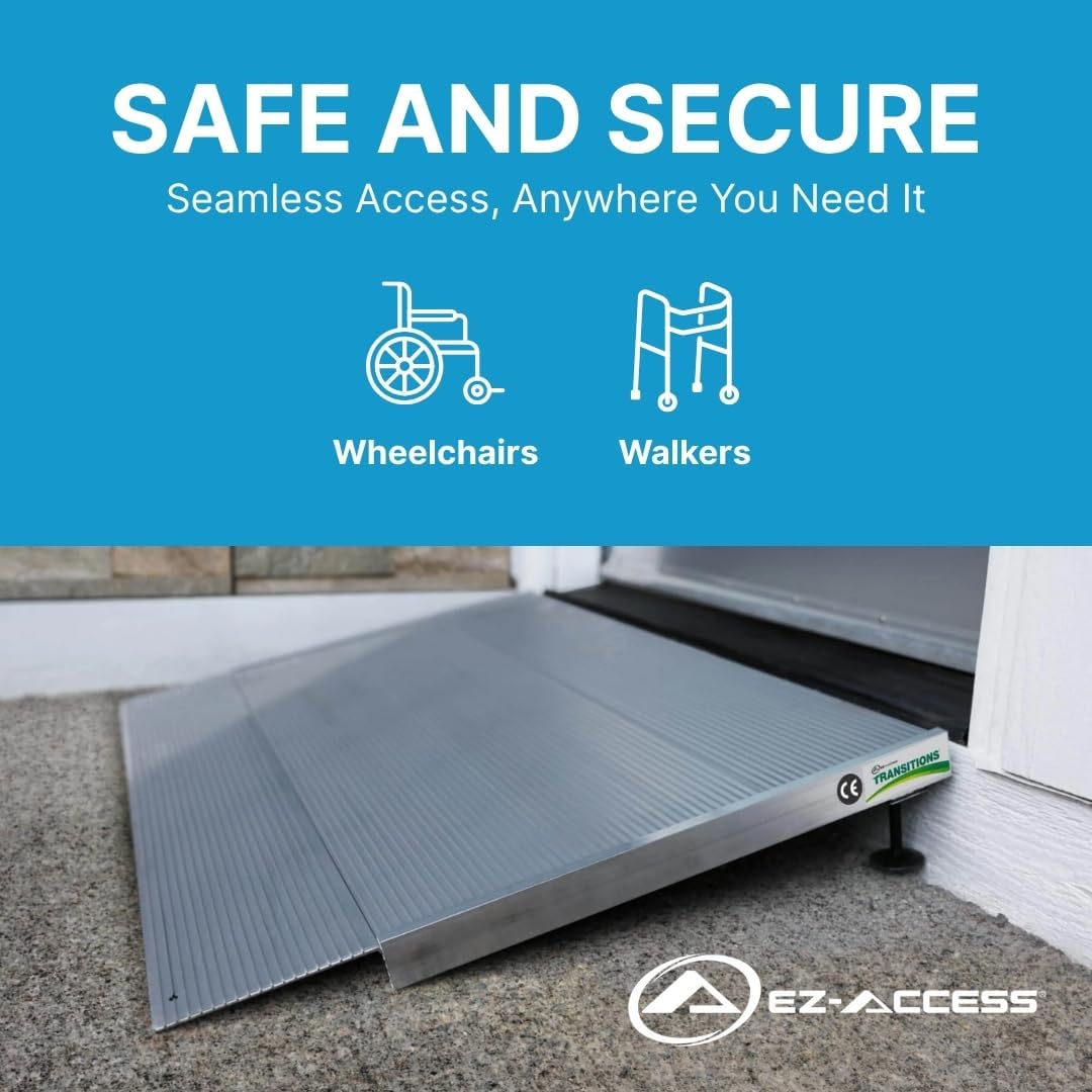 EZ-ACCESS Portable Threshold Ramp for Doorways and Home Steps, Self Supporting Aluminum

