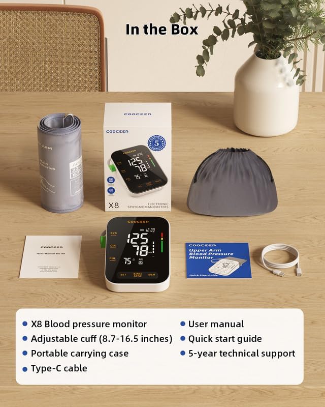 Automatic Upper Arm Digital Blood Pressure Monitor with Backlit Display

