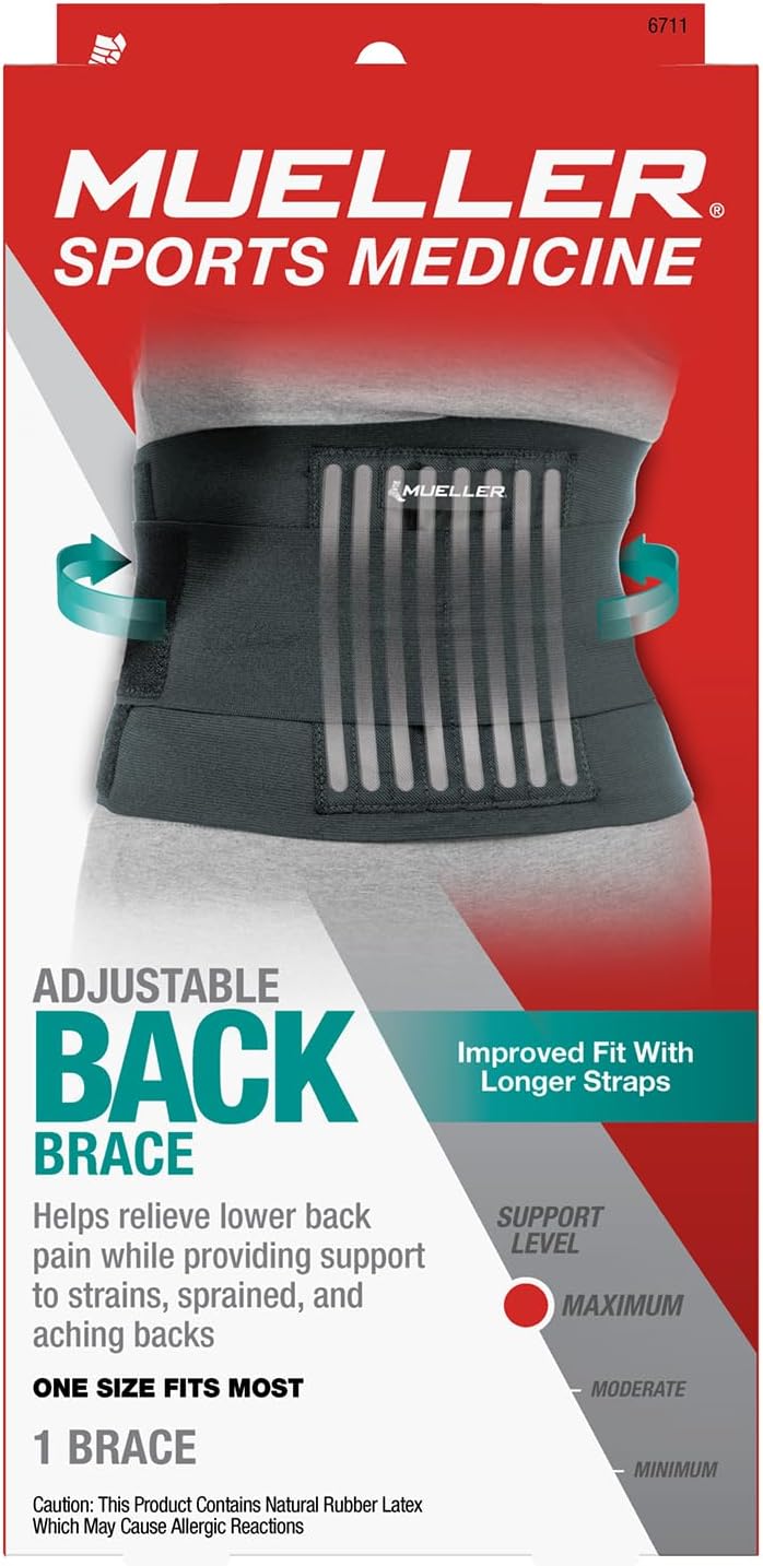 Mueller 4581 Adjustable Back Brace Lumbar Support with Steel Springs

