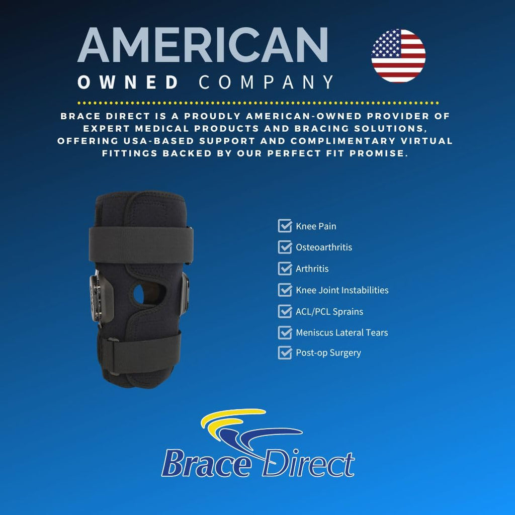 Brace Direct External Deluxe Hinged Knee Brace with Adjustable Wrap and Open Patella

